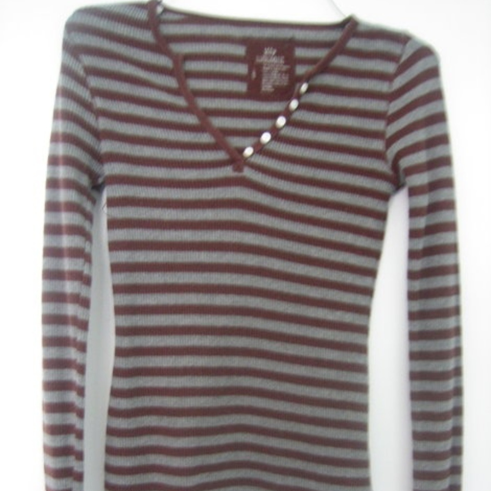 ISO Energie Stripe Thermal Henley Top long sleeve